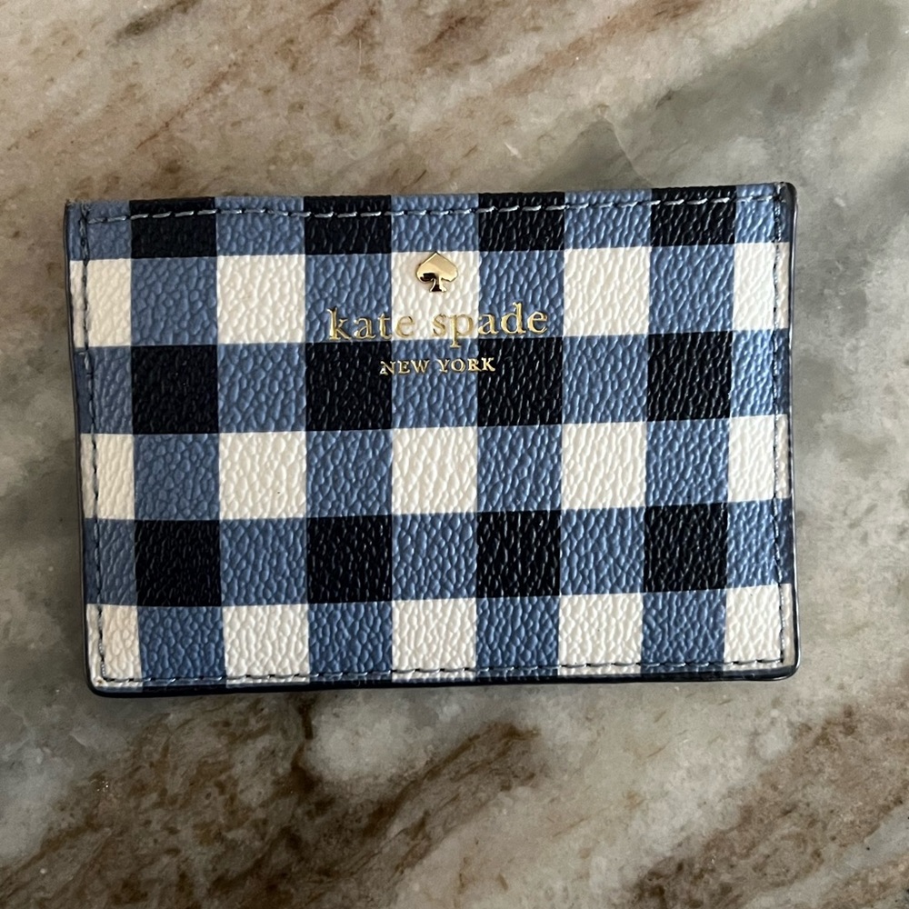 Blue plaid Kate Spade card holder